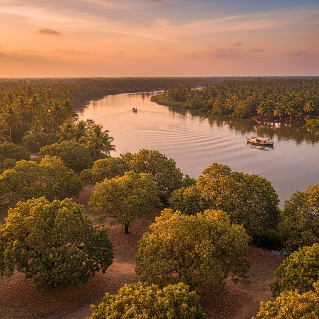 Goa riverside at golden hour